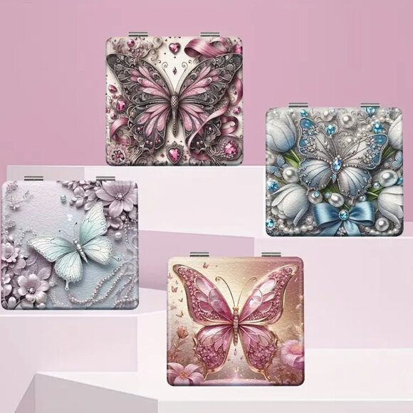 1pc  Beautiful Retro Flower Butterfly Compact - Picture 3 of 3